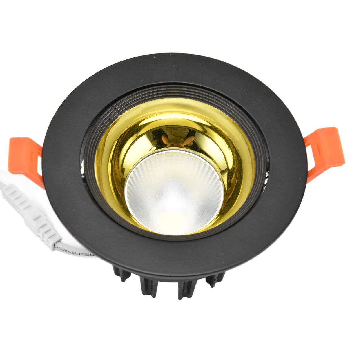 LED Downlight Aluminum Adjustable Angle Dustproof Ceiling Embedded Spotlight for Living Room Bedroom 100‑264VBlack Shell Golden Cup