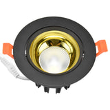 LED Downlight Aluminum Adjustable Angle Dustproof Ceiling Embedded Spotlight for Living Room Bedroom 100‑264VBlack Shell Golden Cup