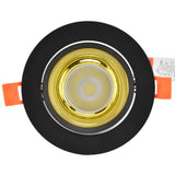 LED Downlight Aluminum Adjustable Angle Dustproof Ceiling Embedded Spotlight for Living Room Bedroom 100‑264VBlack Shell Golden Cup - Close-Up Angle