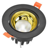 LED Downlight Aluminum Adjustable Angle Dustproof Ceiling Embedded Spotlight for Living Room Bedroom 100‑264VBlack Shell Golden Cup