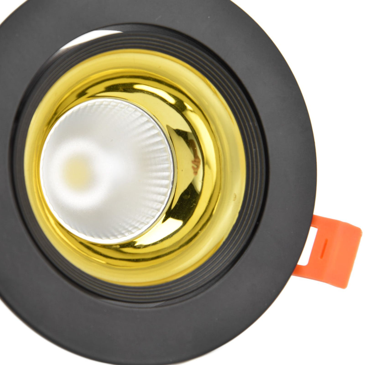 LED Downlight Aluminum Adjustable Angle Dustproof Ceiling Embedded Spotlight for Living Room Bedroom 100‑264VBlack Shell Golden Cup