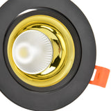 LED Downlight Aluminum Adjustable Angle Dustproof Ceiling Embedded Spotlight for Living Room Bedroom 100‑264VBlack Shell Golden Cup - Extra Image