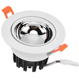 LED Downlight Aluminum Adjustable Angle Dustproof Ceiling Embedded Spotlight for Living Room Bedroom 100‑264VWhite Shell Silver Cup - Side View