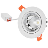 LED Downlight Aluminum Adjustable Angle Dustproof Ceiling Embedded Spotlight for Living Room Bedroom 100‑264VWhite Shell Silver Cup - Top-Down View