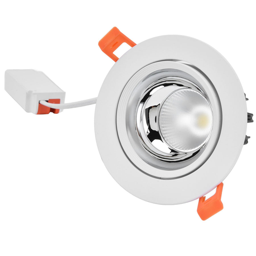LED Downlight Aluminum Adjustable Angle Dustproof Ceiling Embedded Spotlight for Living Room Bedroom 100‑264VWhite Shell Silver Cup