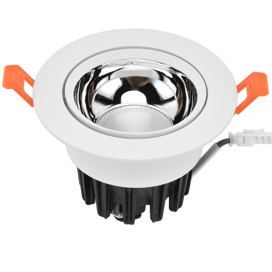 LED Downlight Aluminum Adjustable Angle Dustproof Ceiling Embedded Spotlight for Living Room Bedroom 100‑264VWhite Shell Silver Cup