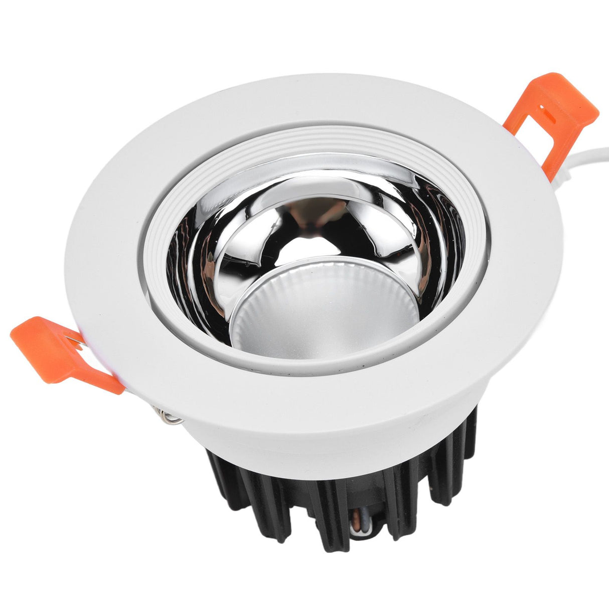 LED Downlight Aluminum Adjustable Angle Dustproof Ceiling Embedded Spotlight for Living Room Bedroom 100‑264VWhite Shell Silver Cup