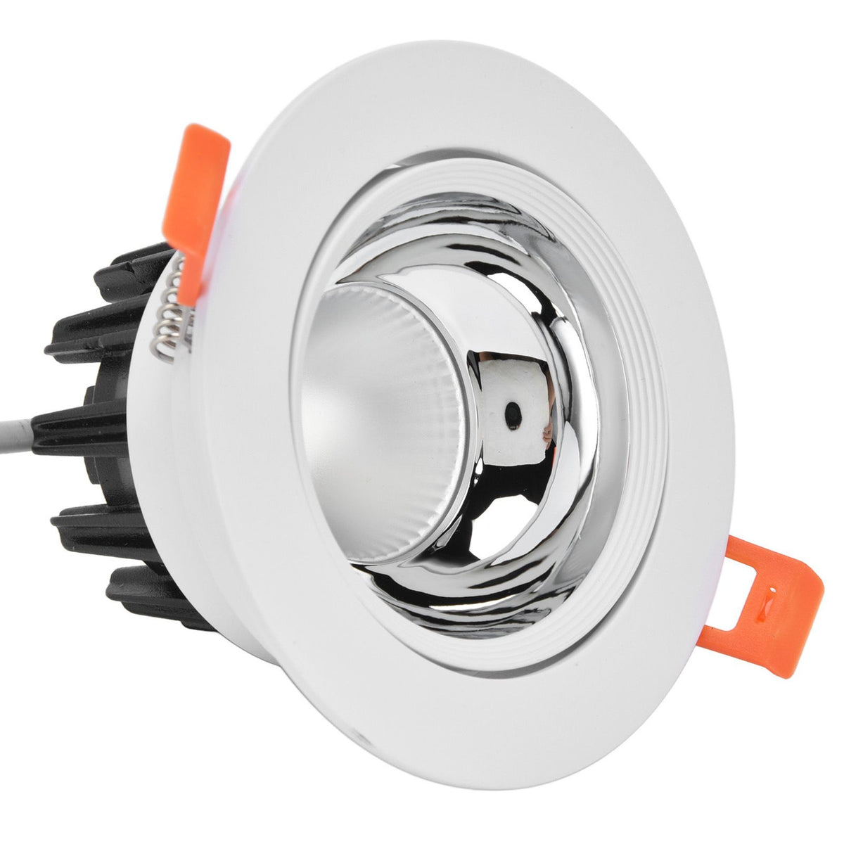 LED Downlight Aluminum Adjustable Angle Dustproof Ceiling Embedded Spotlight for Living Room Bedroom 100‑264VWhite Shell Silver Cup