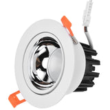 LED Downlight Aluminum Adjustable Angle Dustproof Ceiling Embedded Spotlight for Living Room Bedroom 100‑264VWhite Shell Silver Cup