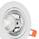 LED Downlight Aluminum Adjustable Angle Dustproof Ceiling Embedded Spotlight for Living Room Bedroom 100‑264VWhite Shell Silver Cup
