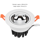LED Downlight Aluminum Adjustable Angle Dustproof Ceiling Embedded Spotlight for Living Room Bedroom 100‑264VWhite Shell Silver Cup