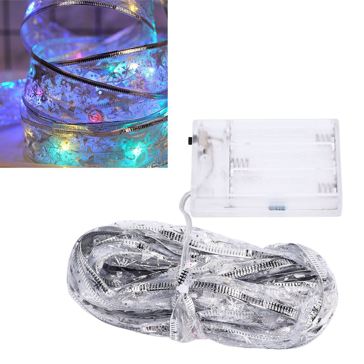 13.12ft LED Christmas Ribbon Light Waterproof Christmas Tree Decorative Light Silver Light RibbonColorful Light