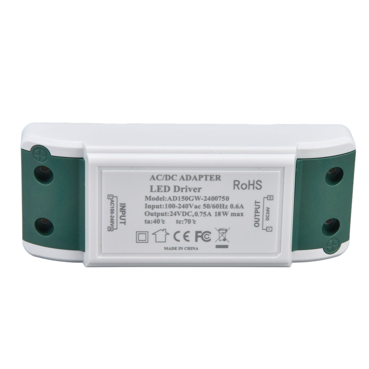 LED Driver 24V DC 0.75A 18W Quiet Operation Constant Current 24V Transformer for LED Strip Lights AC100‑240V