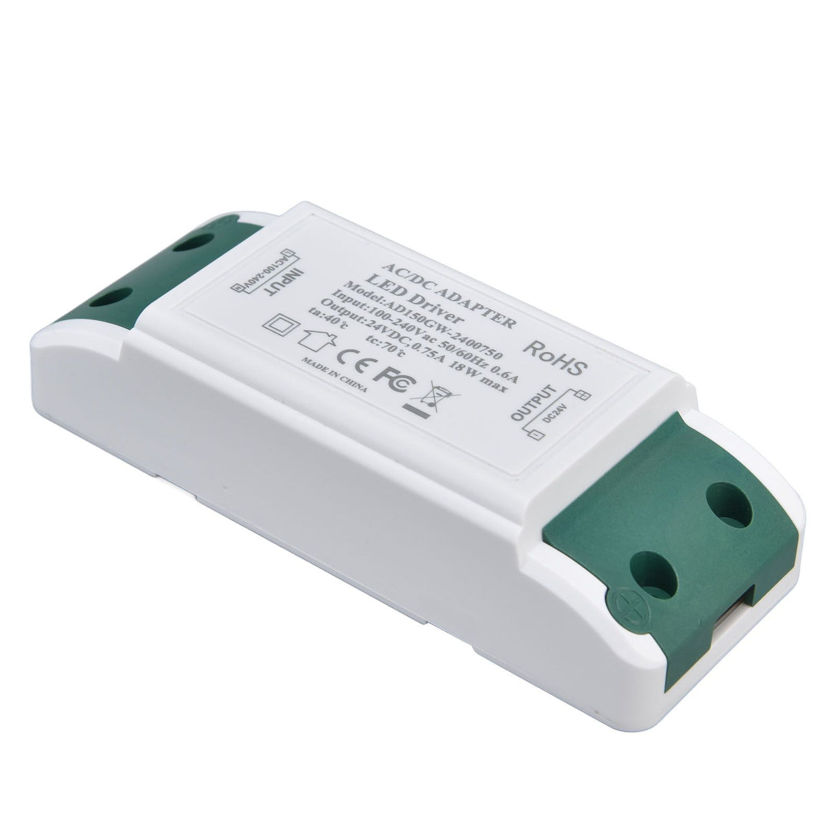 LED Driver 24V DC 0.75A 18W Quiet Operation Constant Current 24V Transformer for LED Strip Lights AC100‑240V