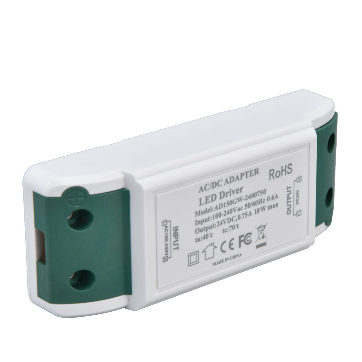 LED Driver 24V DC 0.75A 18W Quiet Operation Constant Current 24V Transformer for LED Strip Lights AC100‑240V