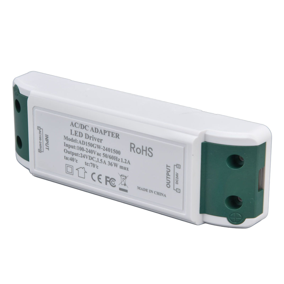 LED Driver 24V DC 1.5A 36W LED Power Supply Constant Current 24V Transformer AC100‑240V