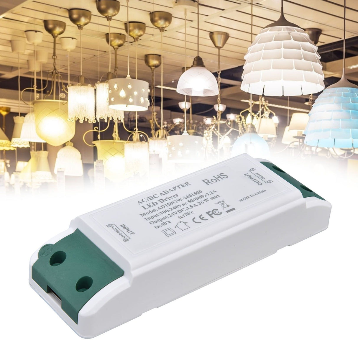LED Driver 24V DC 1.5A 36W LED Power Supply Constant Current 24V Transformer AC100‑240V