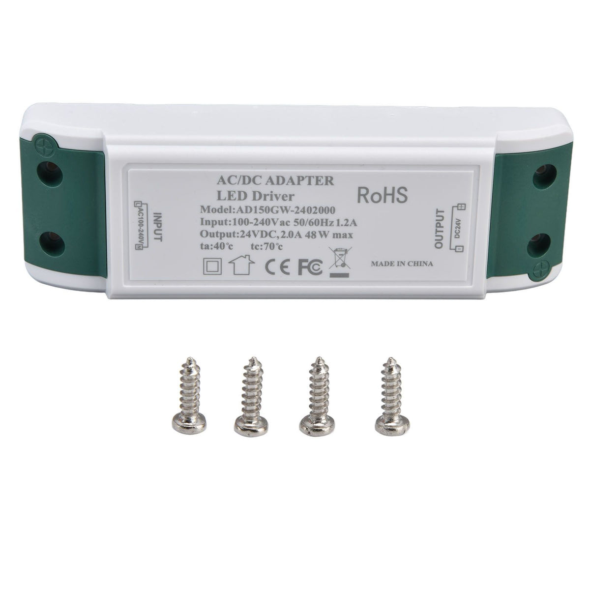 LED Transformer 24V DC 2A 48W Constant Current LED Power Supply Driver for Home and Office AC100‑240V
