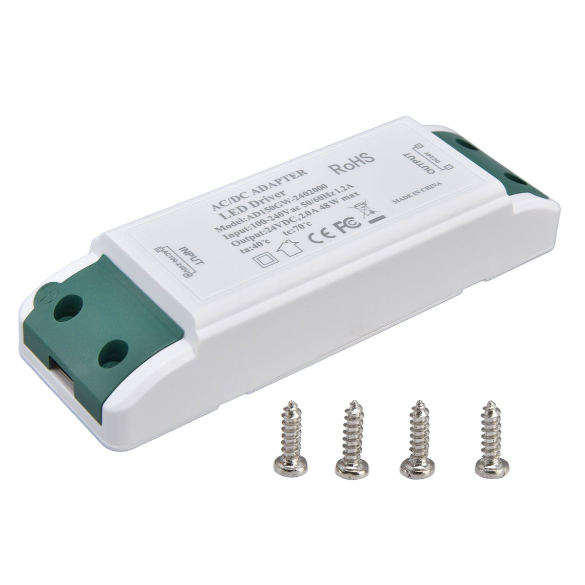 LED Transformer 24V DC 2A 48W Constant Current LED Power Supply Driver for Home and Office AC100‑240V