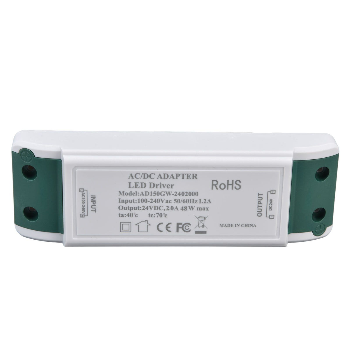 LED Transformer 24V DC 2A 48W Constant Current LED Power Supply Driver for Home and Office AC100‑240V