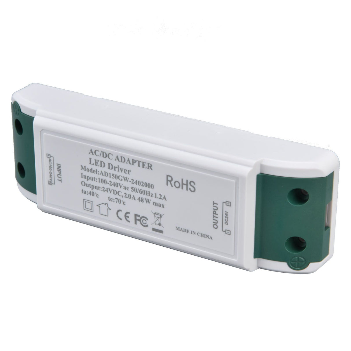 LED Transformer 24V DC 2A 48W Constant Current LED Power Supply Driver for Home and Office AC100‑240V