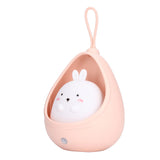 Night Light White Bunny Shape LED Kids Induction Night Lamp with USB Cable for Children's Room Bedroom - Front View