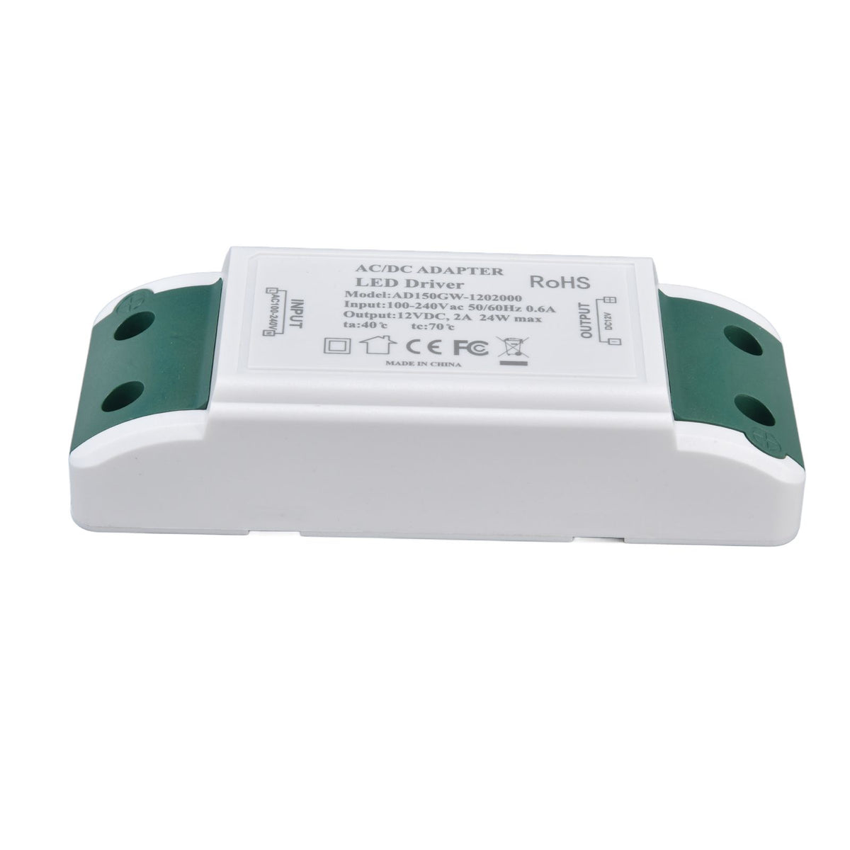 LED Driver 12V DC 24W 2A LED Power Transformer for LED Strip Light and Cabinet Light AC100‑240V