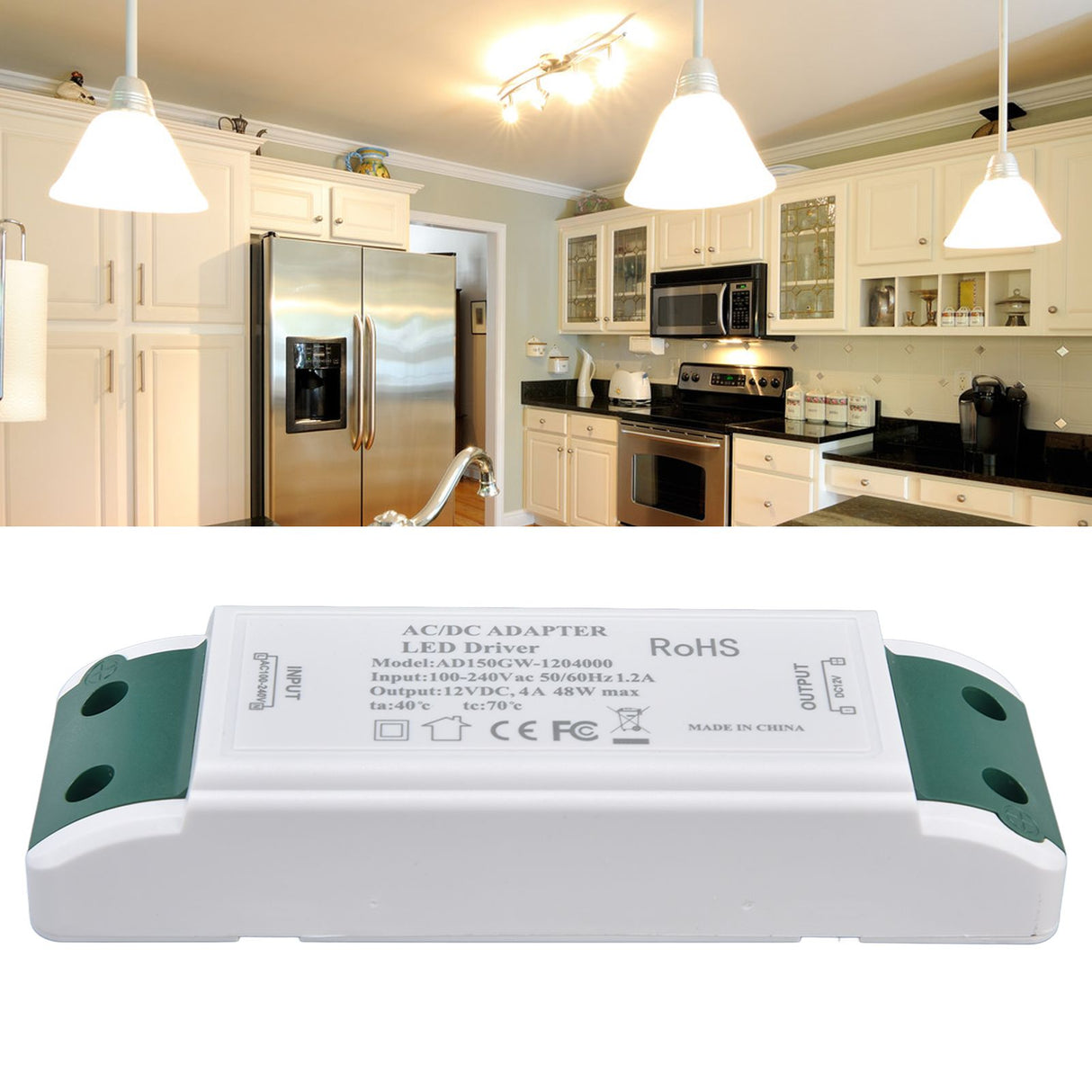 LED Power Driver 12V DC 48W 4A Constant Current Voltage Adapter 12V LED Power Transformer AC100‑240V