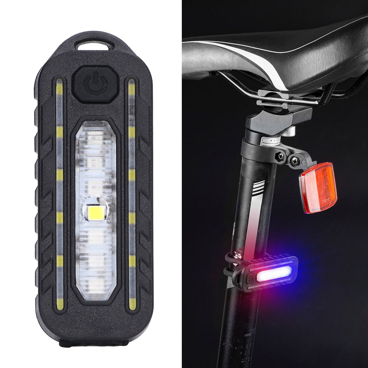 Multifunction Red Blue Warning Light USB Charging Tail Light LED Waterproof Shoulder Lamp