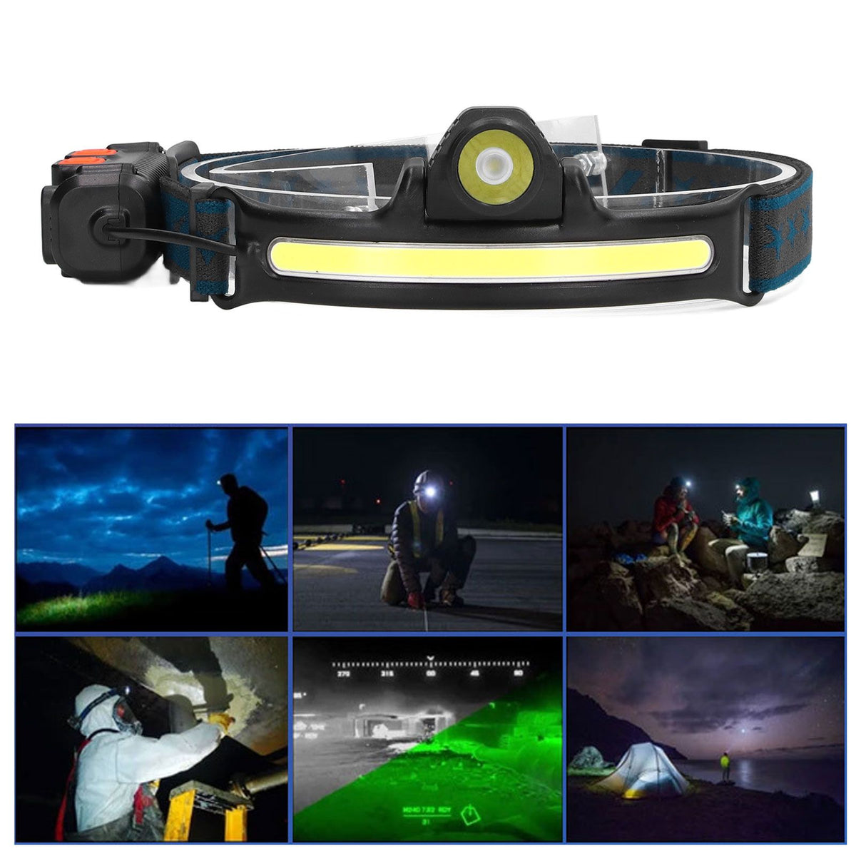 XPG COB Induction Headlamp Type C Rechargeable Outdoor LED Head Torch with Built in Battery