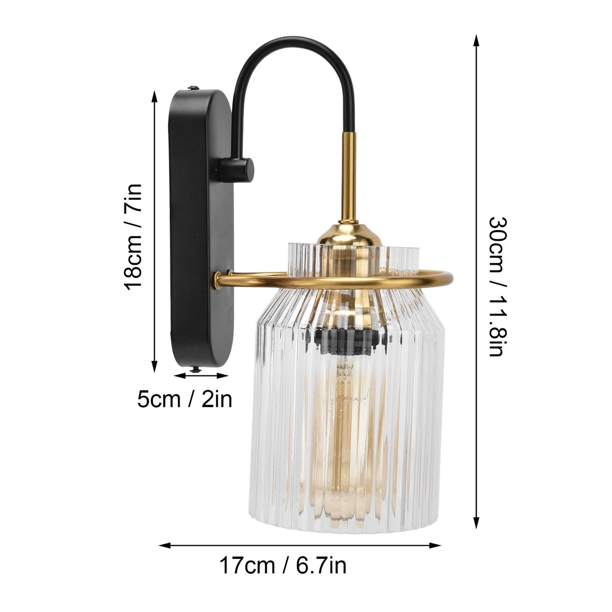 E26/E27 Wall Light Retro Glass Lampshade Wall Sconce Lamp for Bedroom Headboard Living Room110V‑240V