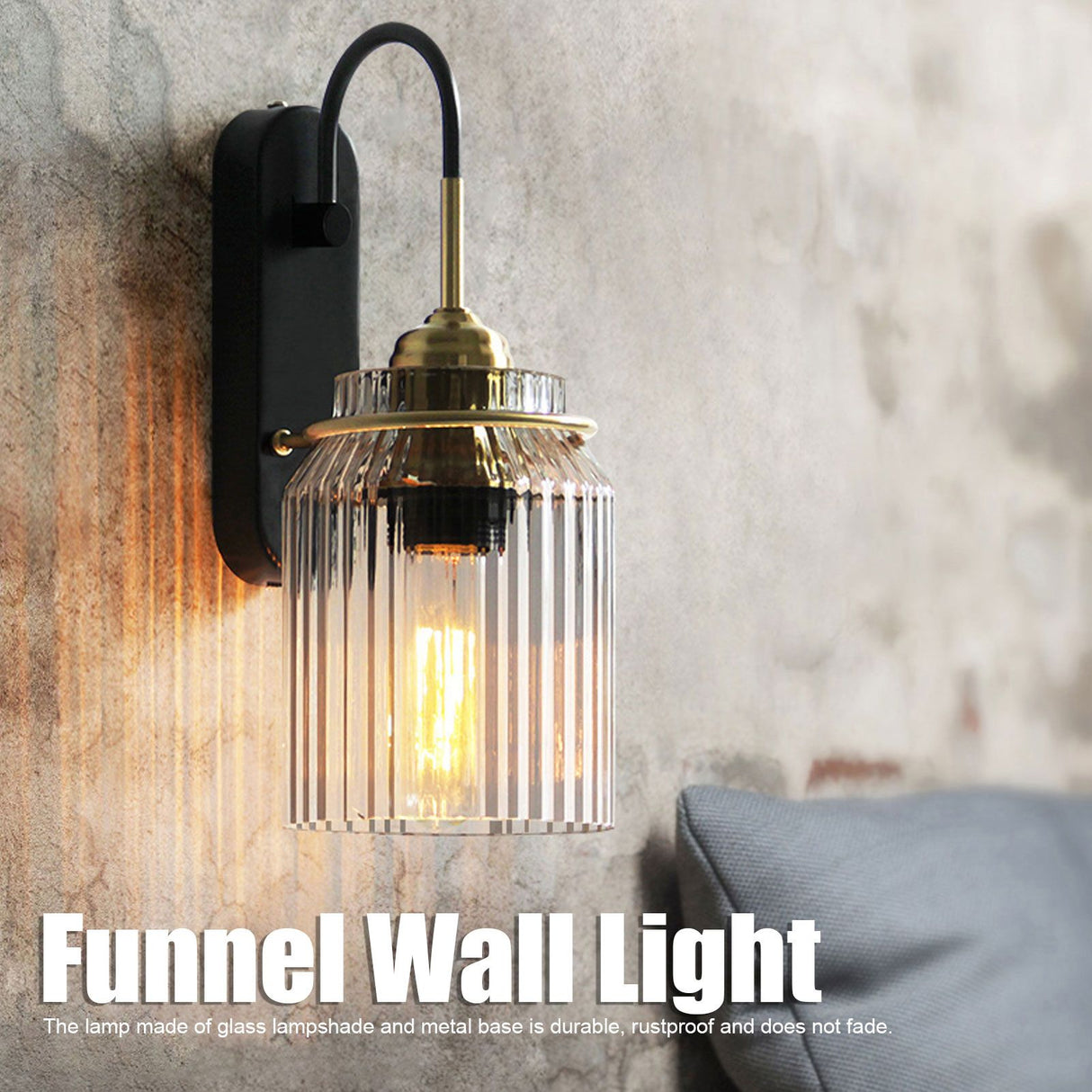 E26/E27 Wall Light Retro Glass Lampshade Wall Sconce Lamp for Bedroom Headboard Living Room110V‑240V