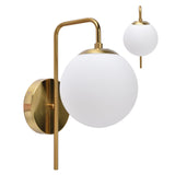 Nordic Modern E27 Glass Ball LED Wall Light Frosted Texture Round Bedroom Wall Lamp 110‑240V - Rear View