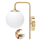 Nordic Modern E27 Glass Ball LED Wall Light Frosted Texture Round Bedroom Wall Lamp 110‑240V - Low Angle