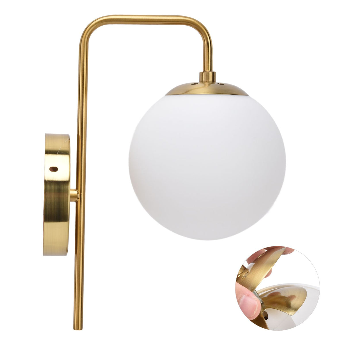 Nordic Modern E27 Glass Ball LED Wall Light Frosted Texture Round Bedroom Wall Lamp 110‑240V