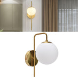 Nordic Modern E27 Glass Ball LED Wall Light Frosted Texture Round Bedroom Wall Lamp 110‑240V