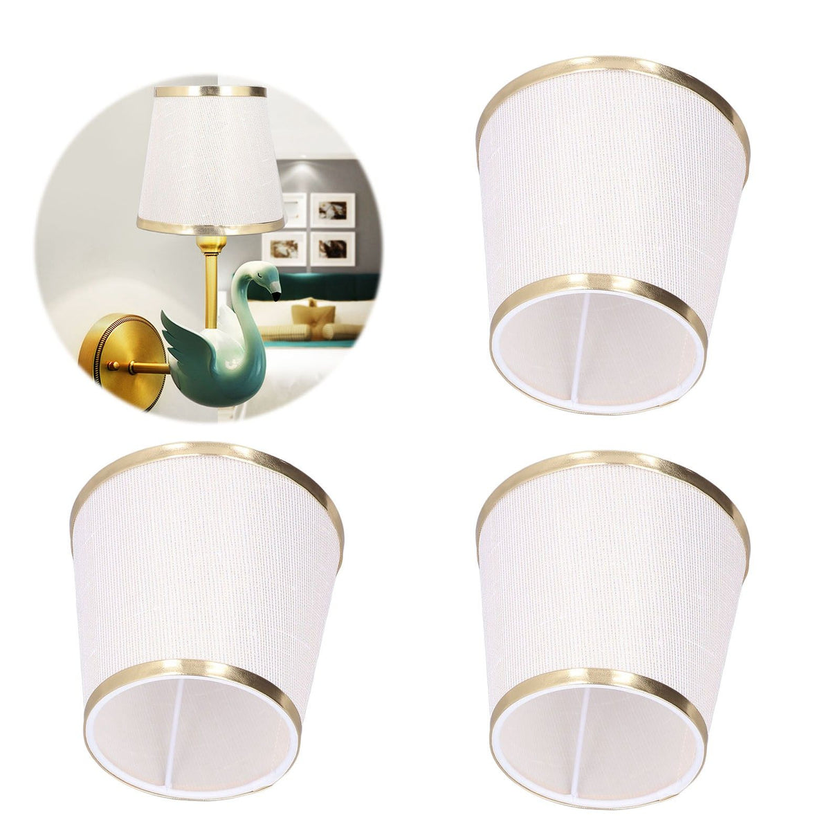 3PCS E14 Lampshade Barrel Shape Table Lamp Shade Meson Installation Fabric Bedroom Ceiling Lamp Shade