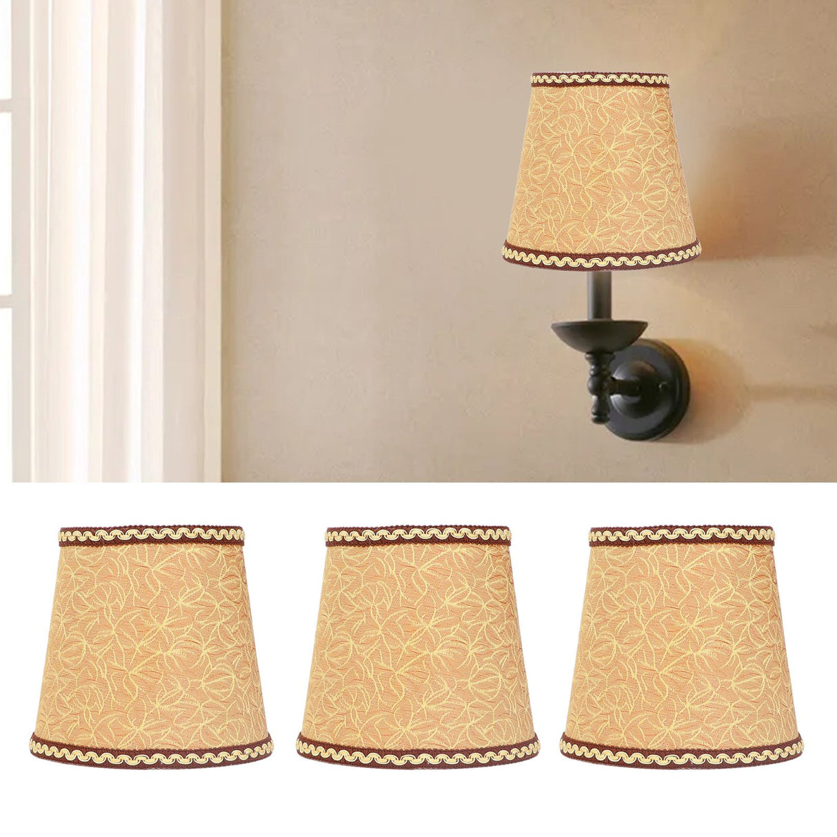 3Pcs Fabric Lampshade High Light Transmittance Perfect Edging Interventional Installation Safety Design Table Lamp Shade