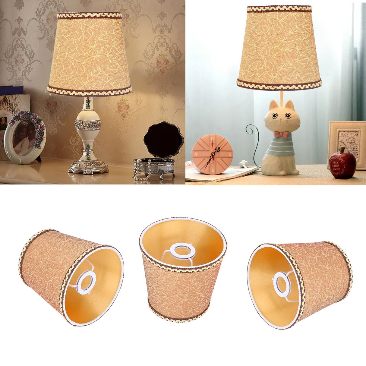 3Pcs Fabric Lampshade High Light Transmittance Perfect Edging Interventional Installation Safety Design Table Lamp Shade