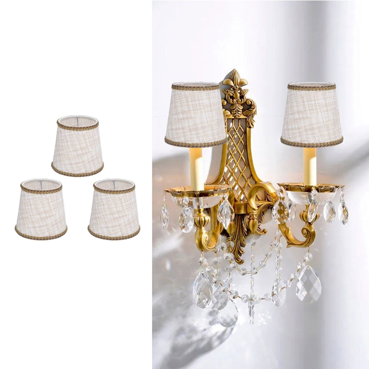 3Pcs Small Lamp Shades Hand Crafted Exquisite Soft Lightweight Dustproof High Luminousness Table Lampshade