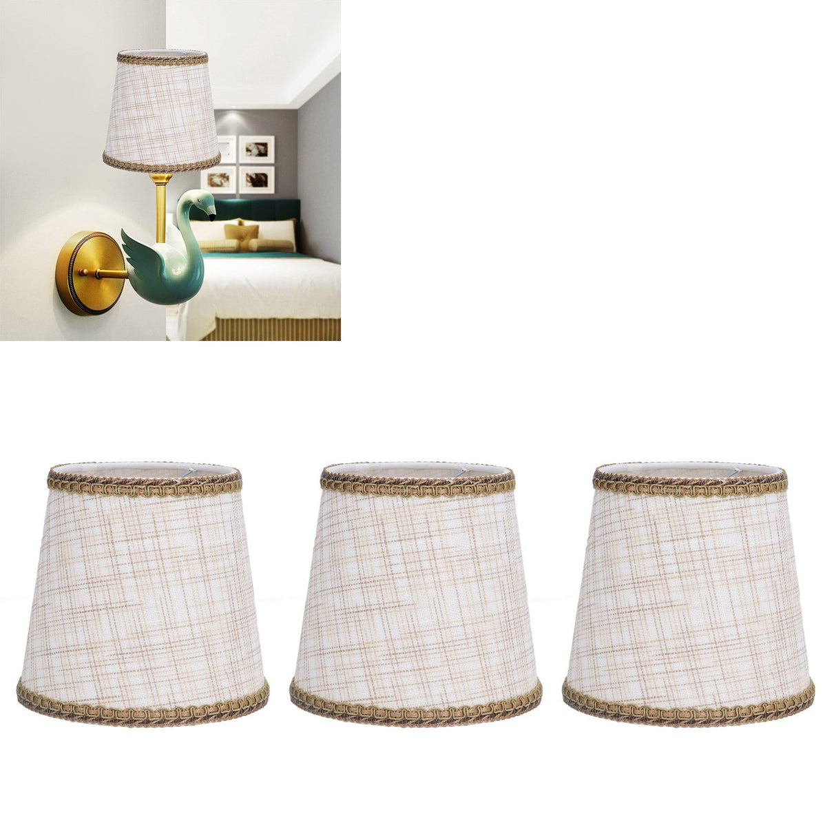 3Pcs Small Lamp Shades Hand Crafted Exquisite Soft Lightweight Dustproof High Luminousness Table Lampshade
