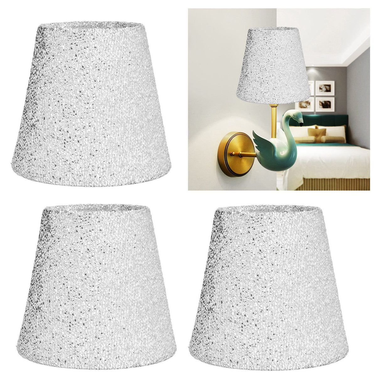 3Pcs Small Lamp Shades E14 Bright Surface Thin Lightweight High Transmittance Safe Design Table Lampshade