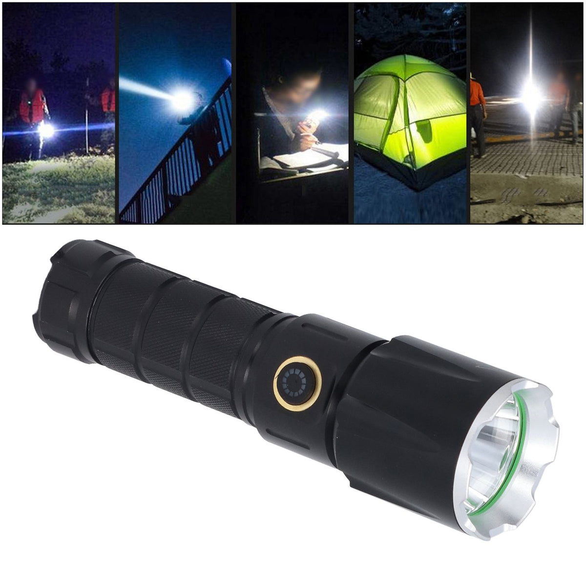 Rechargeable Flashlights USB Charging 5 Levels IPX4 Waterproof Wide Illumination Range Handheld Flashlight for Home