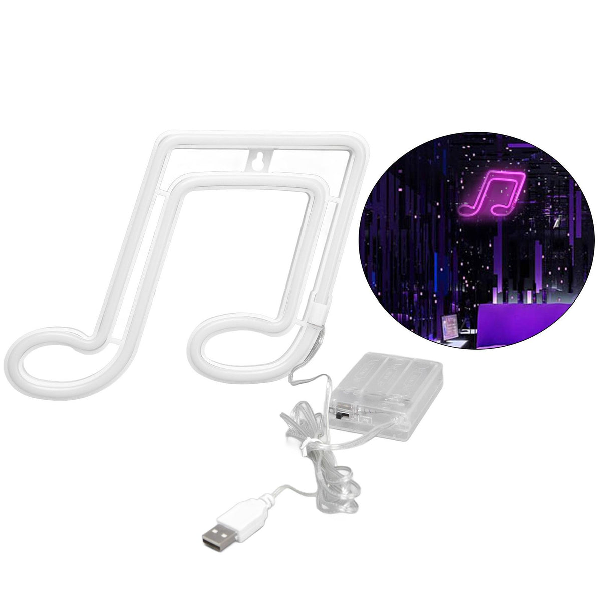 LED Neon Light Music Note Neon Night Light Concert Wall Lamp Party Wall Hanging Neon LampPink Light