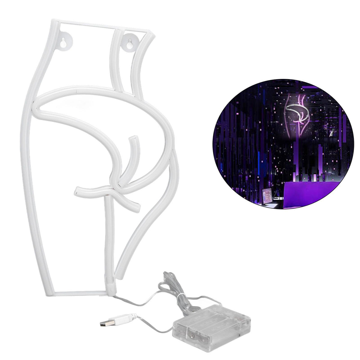 Neon Light Female Model Interesting Shape Dual Power Supply Easy Carry LED Night Light for Bar KTVPink Light
