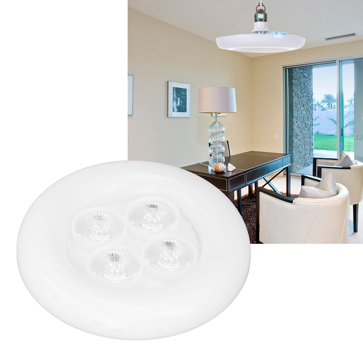 E27 LED Ceiling Light 38W Garage Lamp RGB Energy Saving 3 Mode Bedroom Light 165V‑265V
