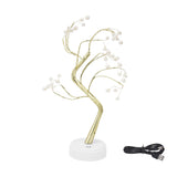 Tabletop Bonsai Tree Lamp Adjustable Safe Use Stable Night Light with Copper Wire USB Cable for Home Christmas Office36L Pearl Warm Light