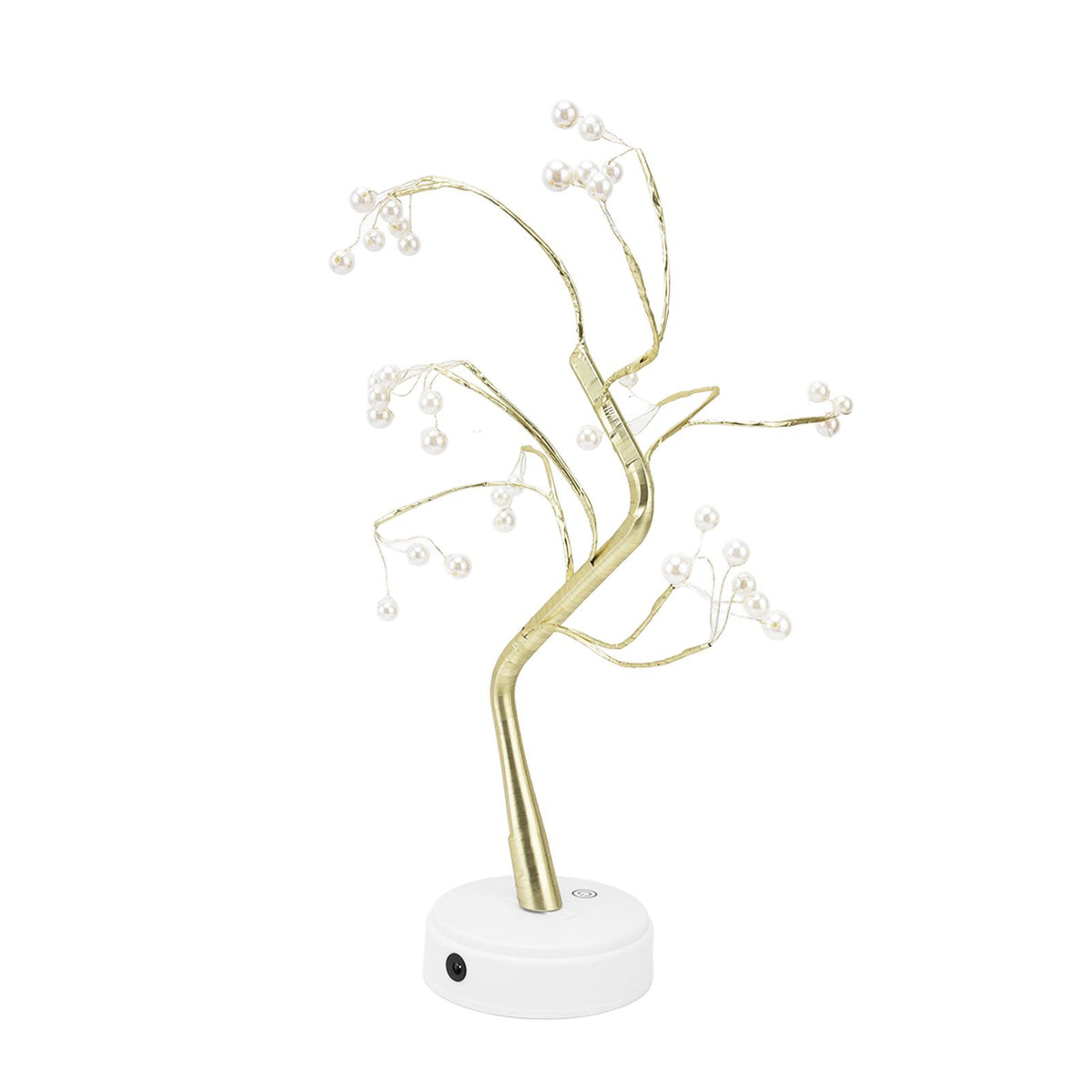 Tabletop Bonsai Tree Lamp Adjustable Safe Use Stable Night Light with Copper Wire USB Cable for Home Christmas Office36L Pearl Warm Light