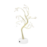 Tabletop Bonsai Tree Lamp Adjustable Safe Use Stable Night Light with Copper Wire USB Cable for Home Christmas Office36L Pearl Warm Light