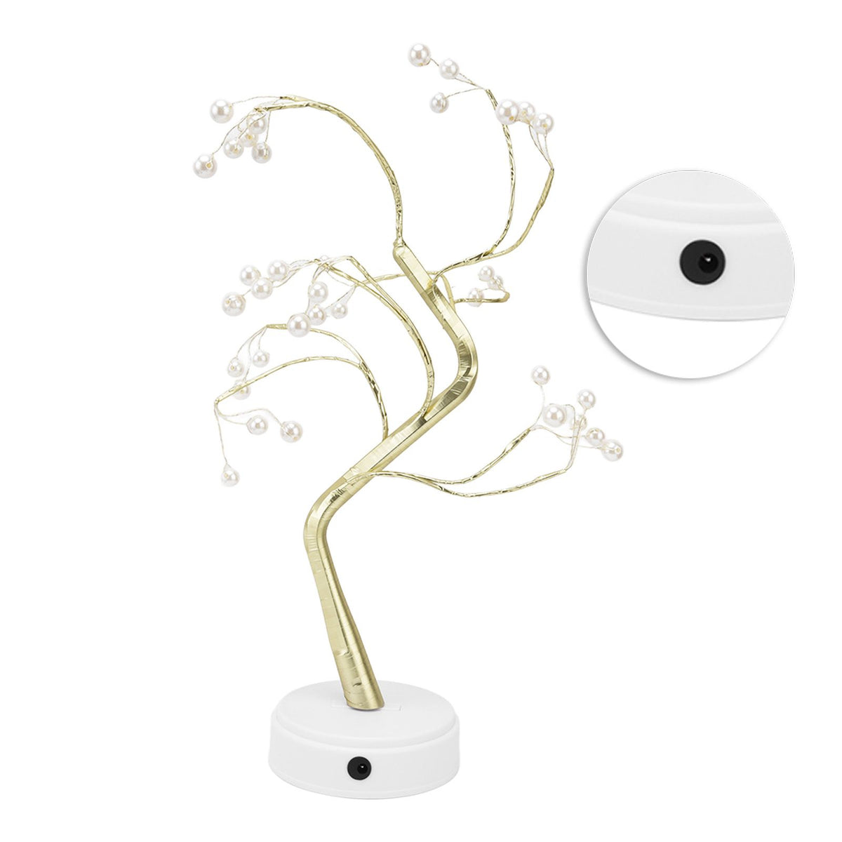 Tabletop Bonsai Tree Lamp Adjustable Safe Use Stable Night Light with Copper Wire USB Cable for Home Christmas Office36L Pearl Warm Light